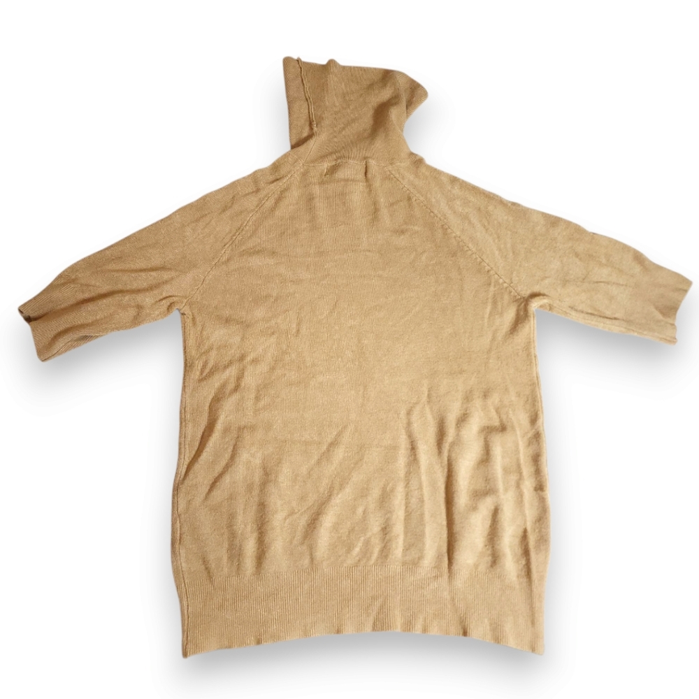 Philosophy Ribbed Mock Neck Sweater Tan Knit 3/4 Sleeve Size XS - Picture 3 of 12